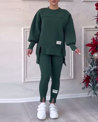Fashionabelt Trykt To-Delers Sæt – Afslappet Stil