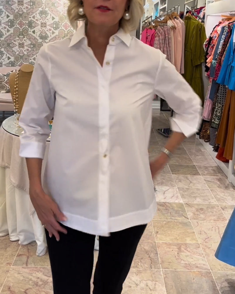 Ensfarvet skjorte med lynlås