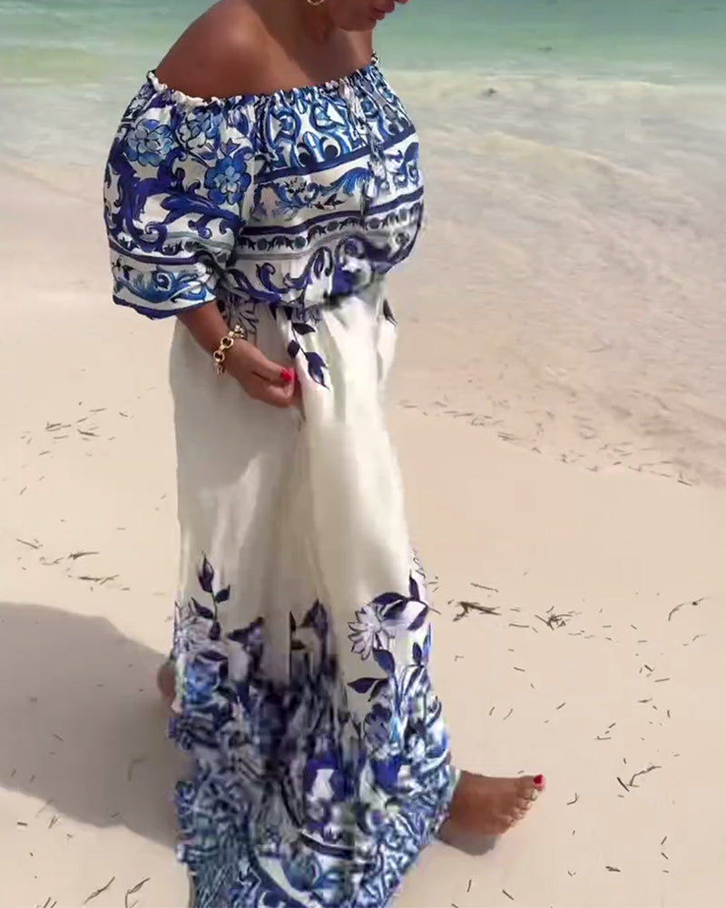 Kjole Off-Shoulder Trykt Resort