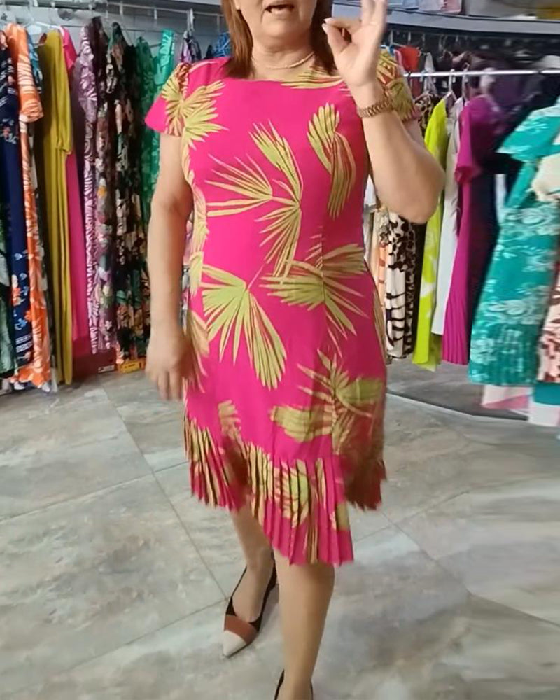 Kortærmet plisseret hverdagskjole