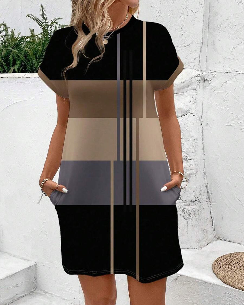 Kjole Rund Hals Mode Casual Trykt