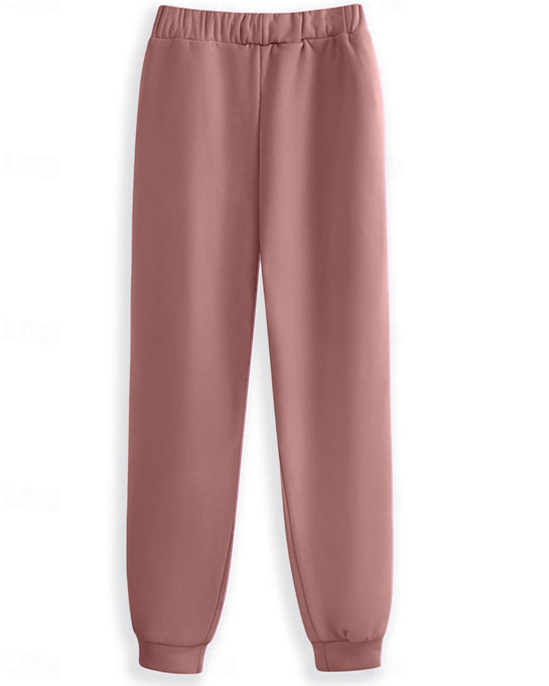 Fleeceforede fritidsbukser med skrift