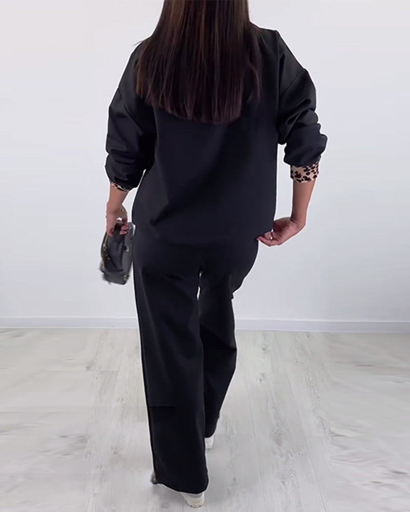 Sort to-delt sæt | Sweatshirt med monogram og bukser