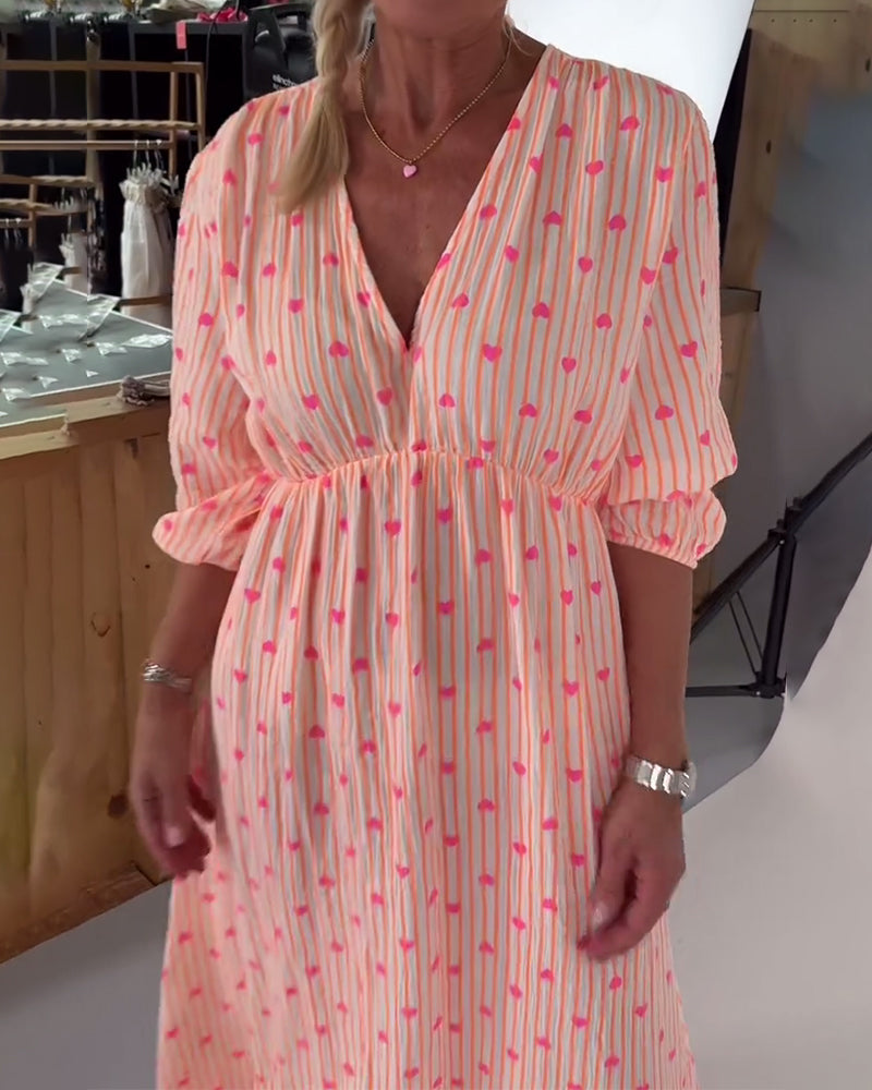 Kjole Elegant V-Udskæring Hjertemønster