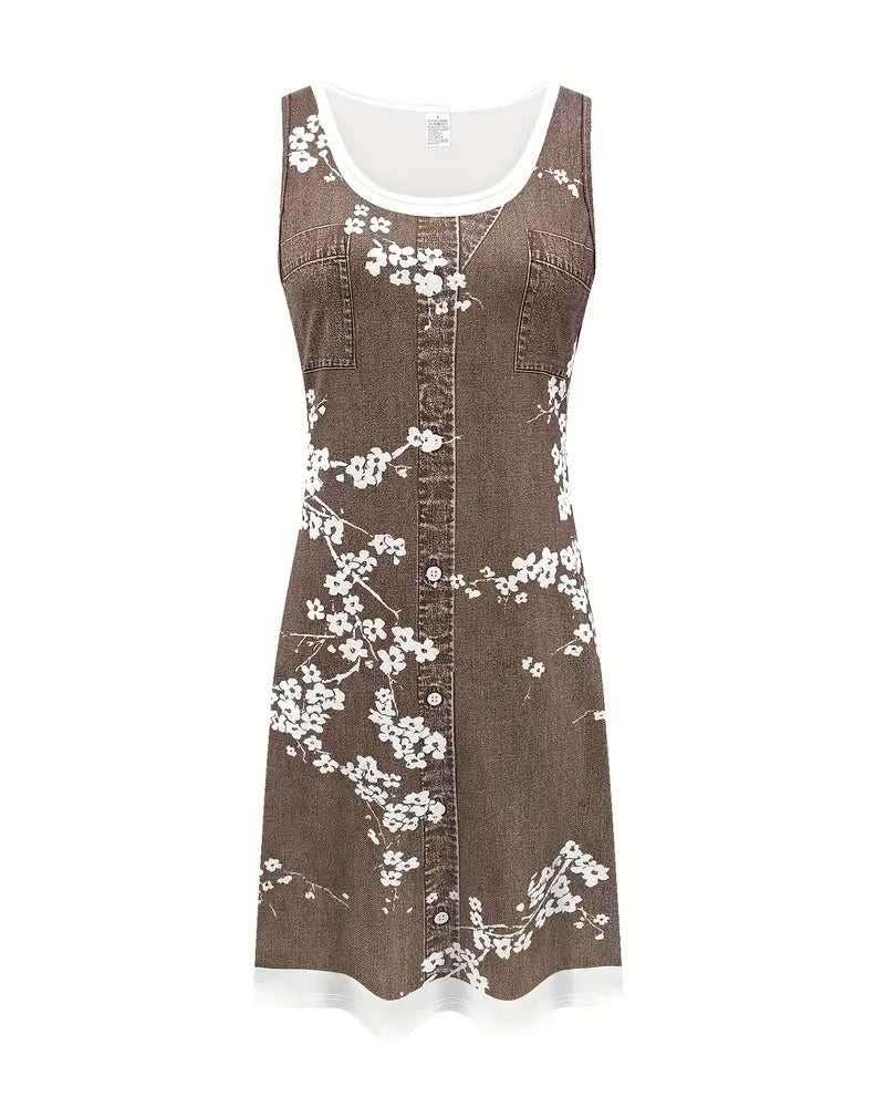 Kjole Casual Ærmeløs Vest Print