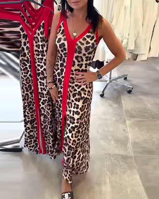 Kjole Ærmeløs Elegant Leopardprint Kontrast