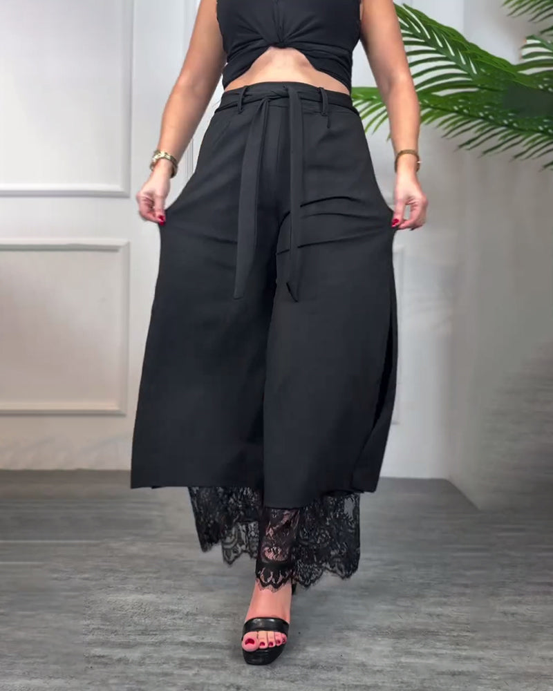 Bukser Med Spetskant og Slids