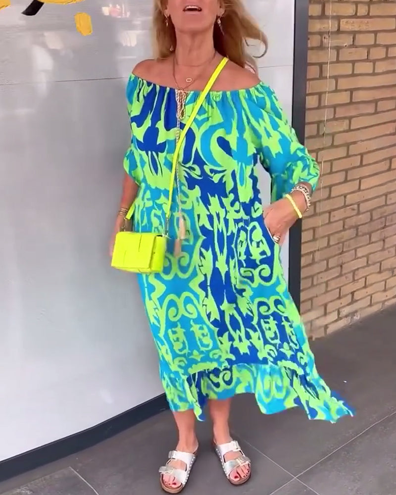 Kjole Klokkeærme Ferietryk