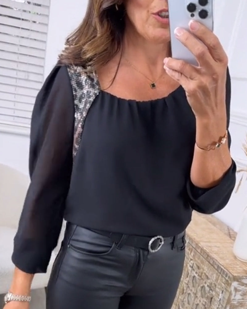 Bluse med moderigtigt langærmet leopardprint