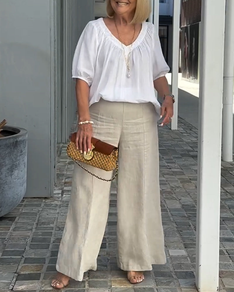 Sæt V-hals Casual Lette Bukser