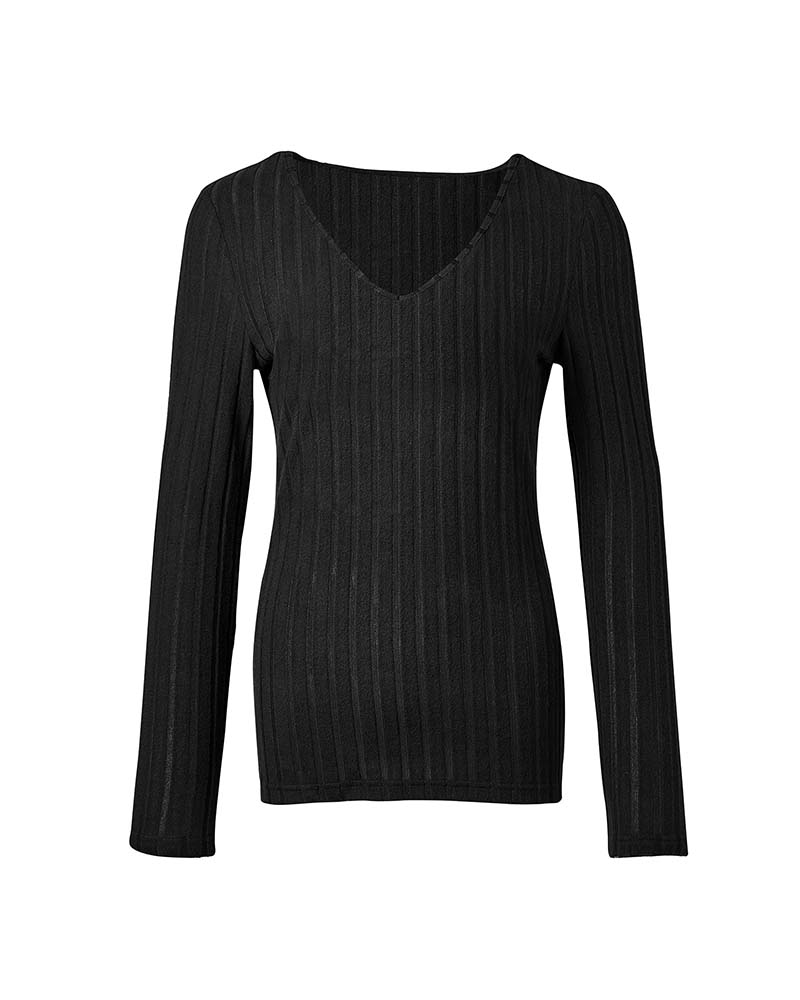 Bluse Med V-Hals Og Lange ærmer