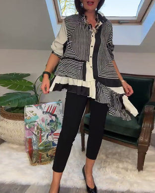 Patchworkskjorte i uregelmæssig stil