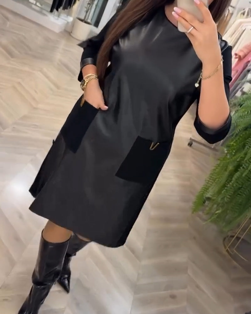 Kjole fashion patchwork lommeskift