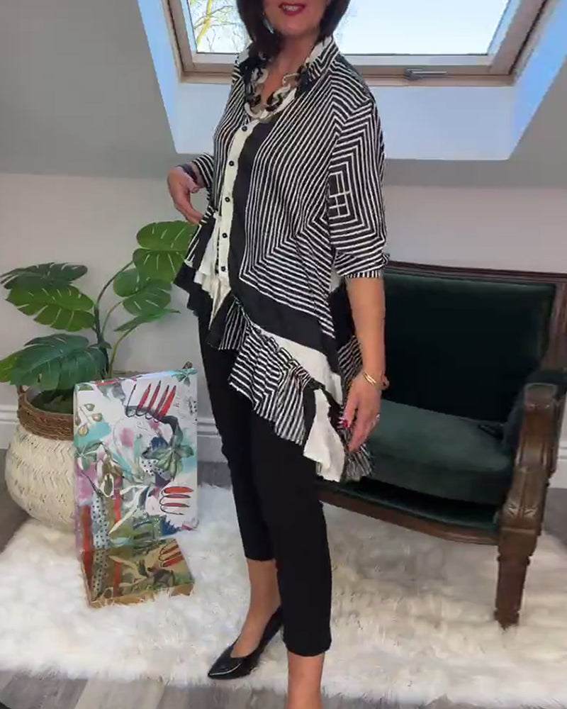 Patchworkskjorte i uregelmæssig stil