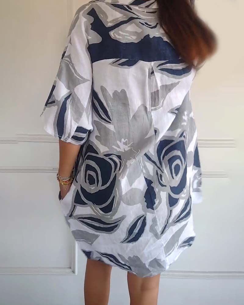 Skjortekjole i afslappet pasform med print