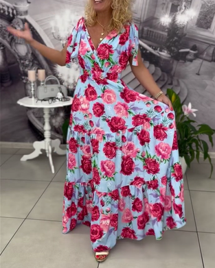 Kjole Sexy V-udskæring Trykt