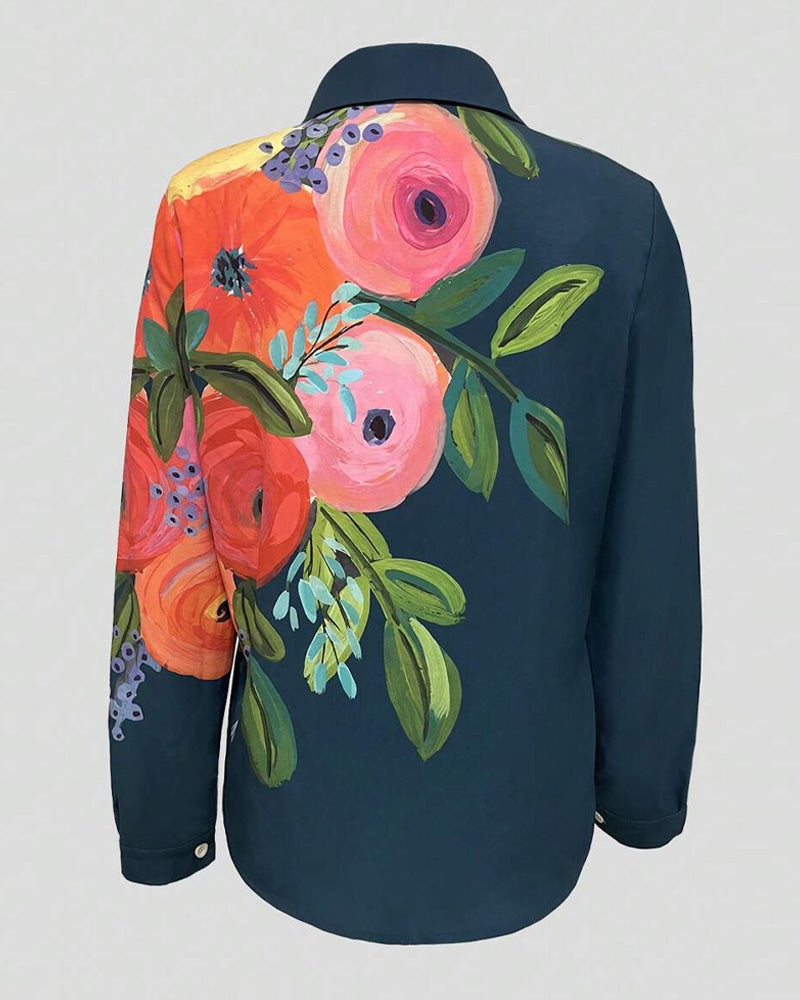 Bluse Trykt Ståkrave