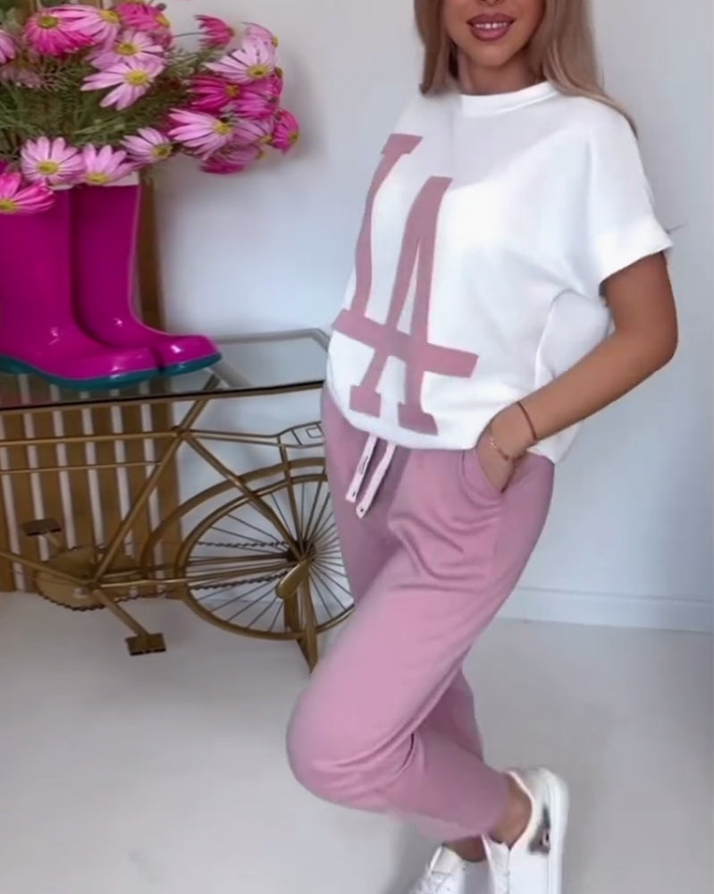 Sæt Casual Letter Print Sports