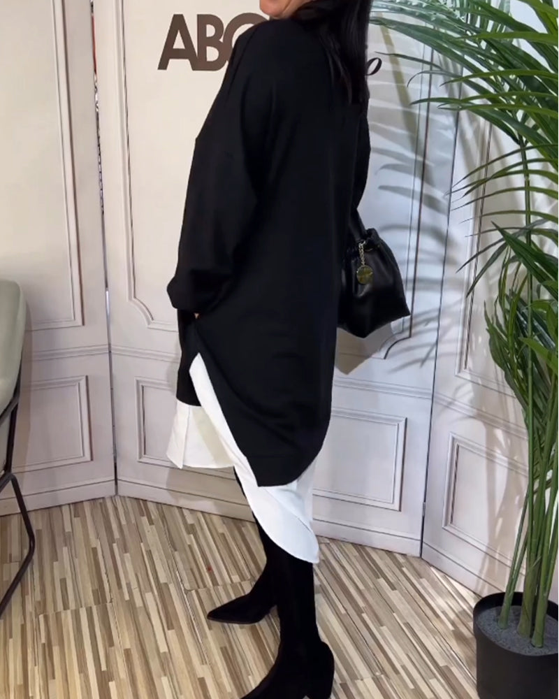 Rund hals patchwork kjole