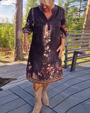 Kjole V-Udskæring Blomstermønster
