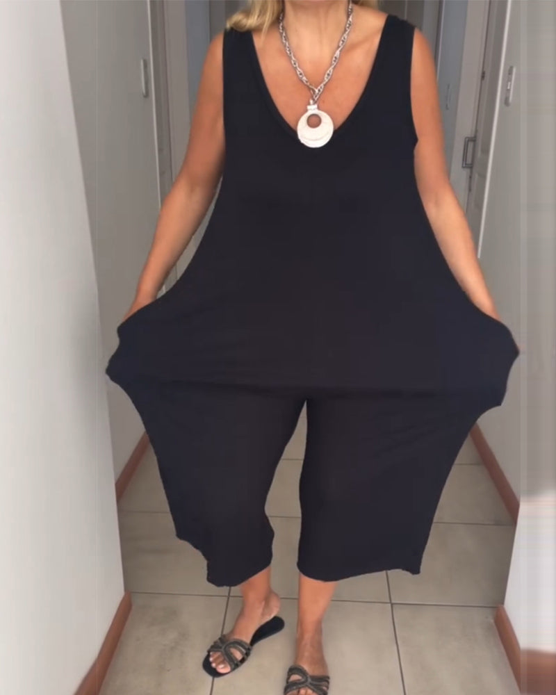 Sort jumpsuit uden ærmer