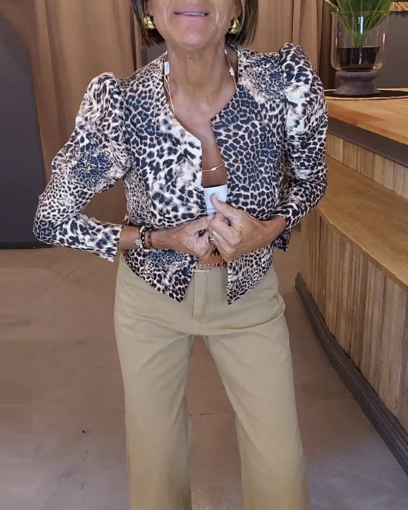 Sportscoat med leopardprint