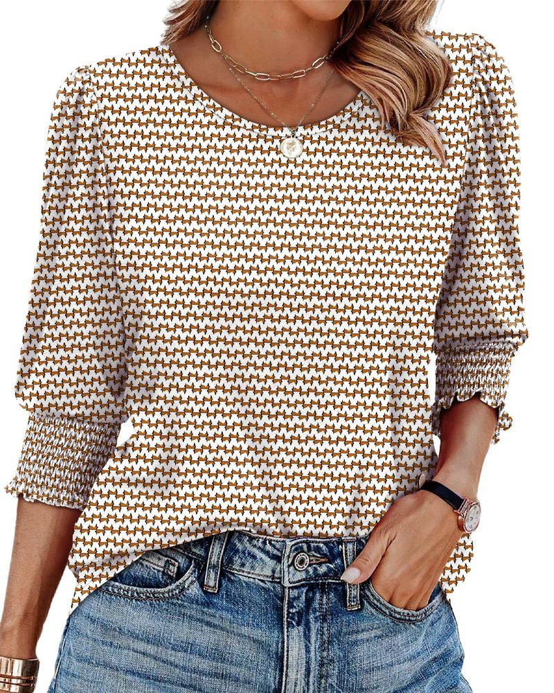 Bluse Pufærme Printet