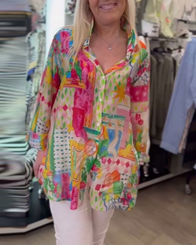 Skjorte Farverig Stilfuld Krave