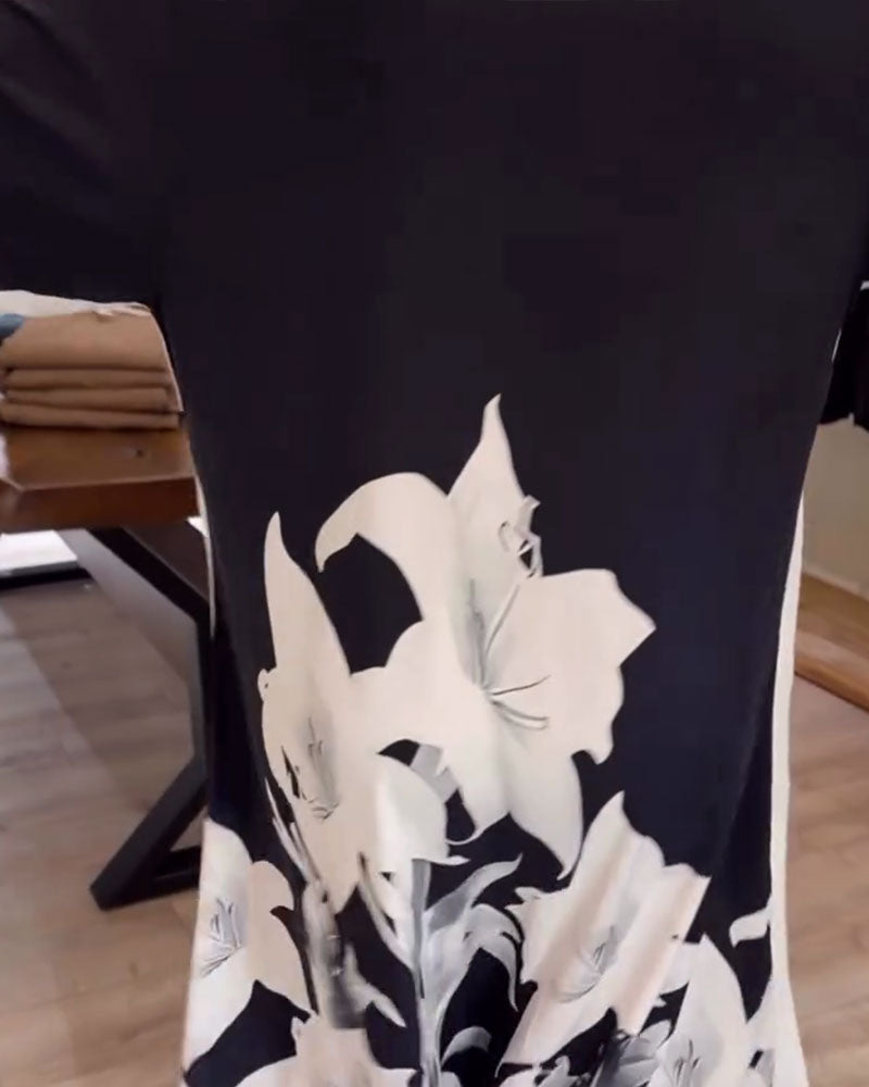 Kjole Revers Trykt Oversized Maxi