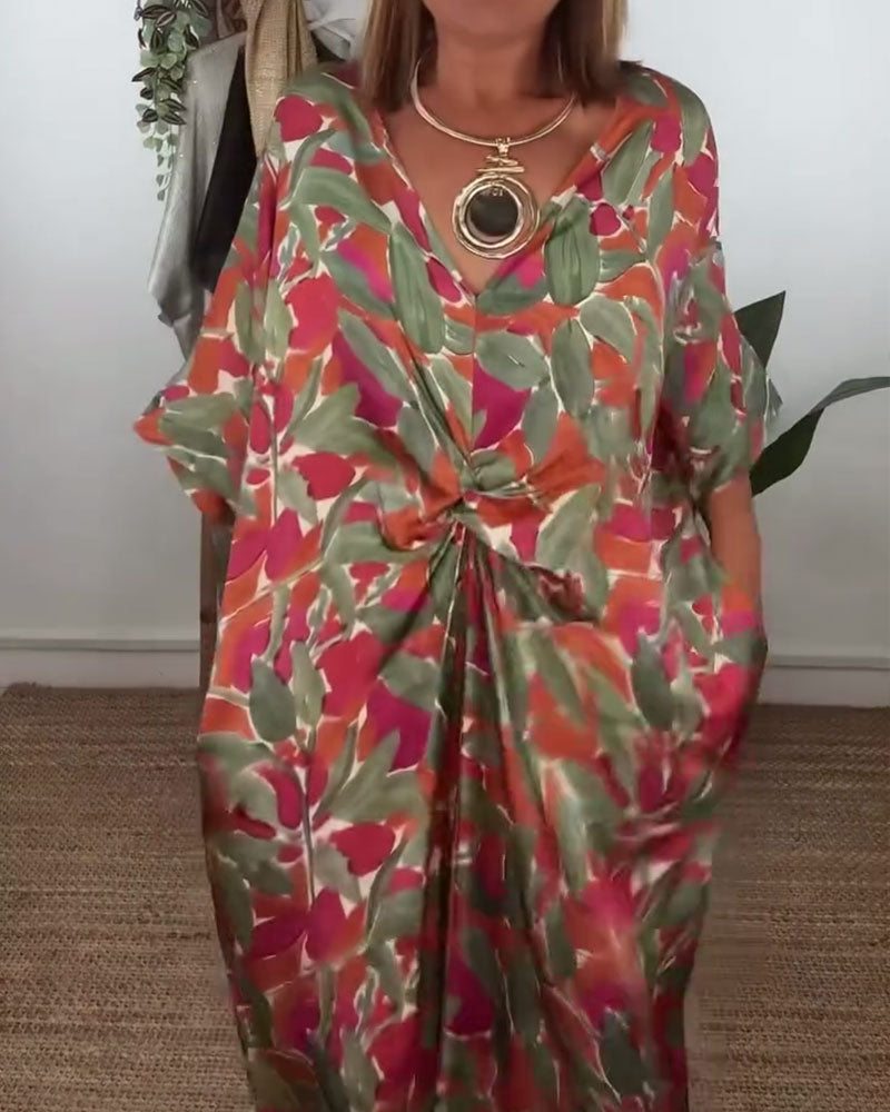 Kjole Med V-Udskæring Og Snoet Mønster