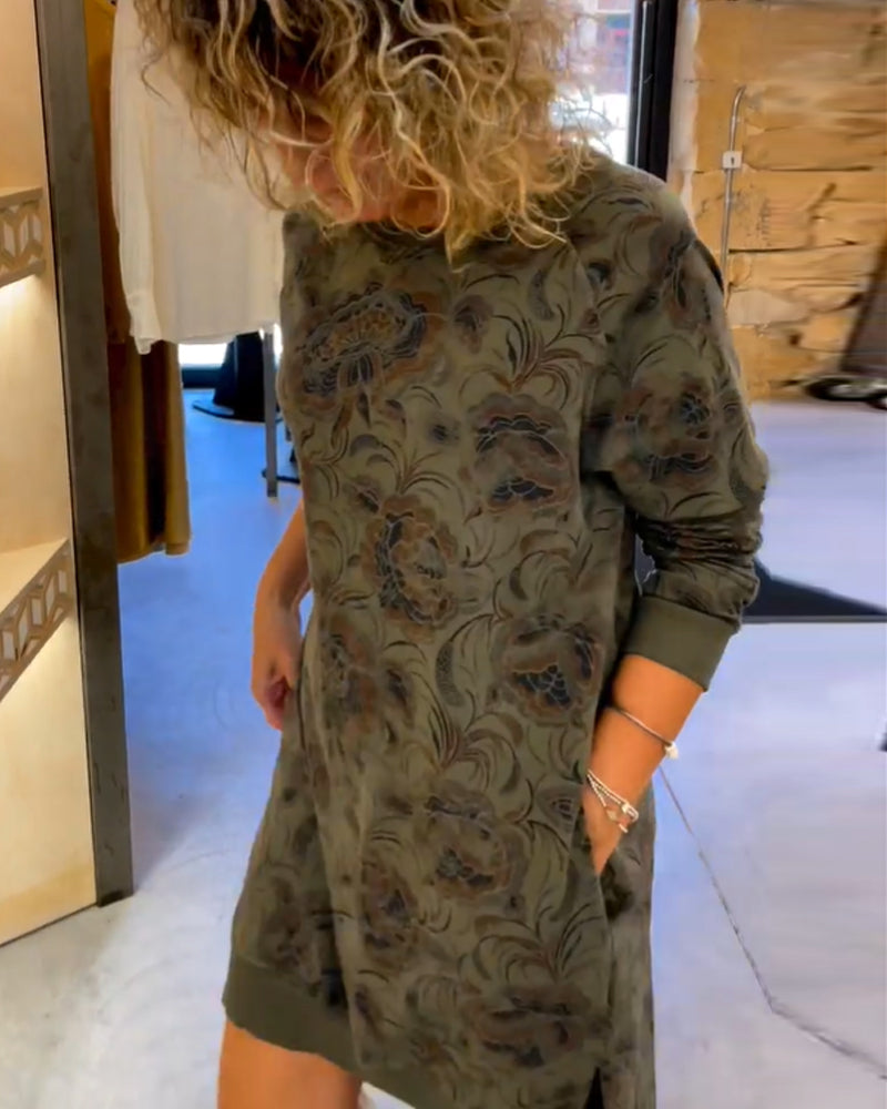 Kjole i løs pasform med print