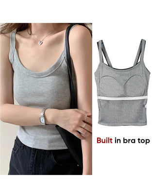 Enfarvet Camisole Med Indbygget Bh