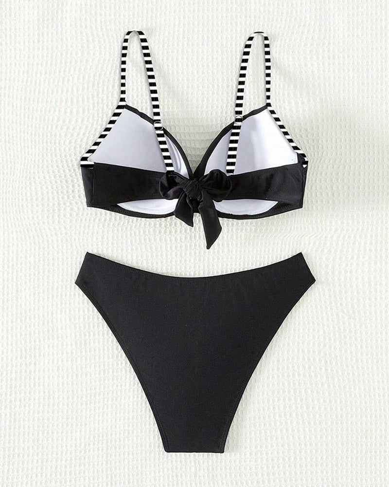 Bikini Sexet Stribet Kontrast Trekant