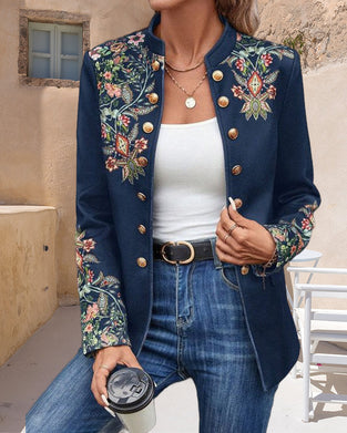 Dobbeltradet blazer med print