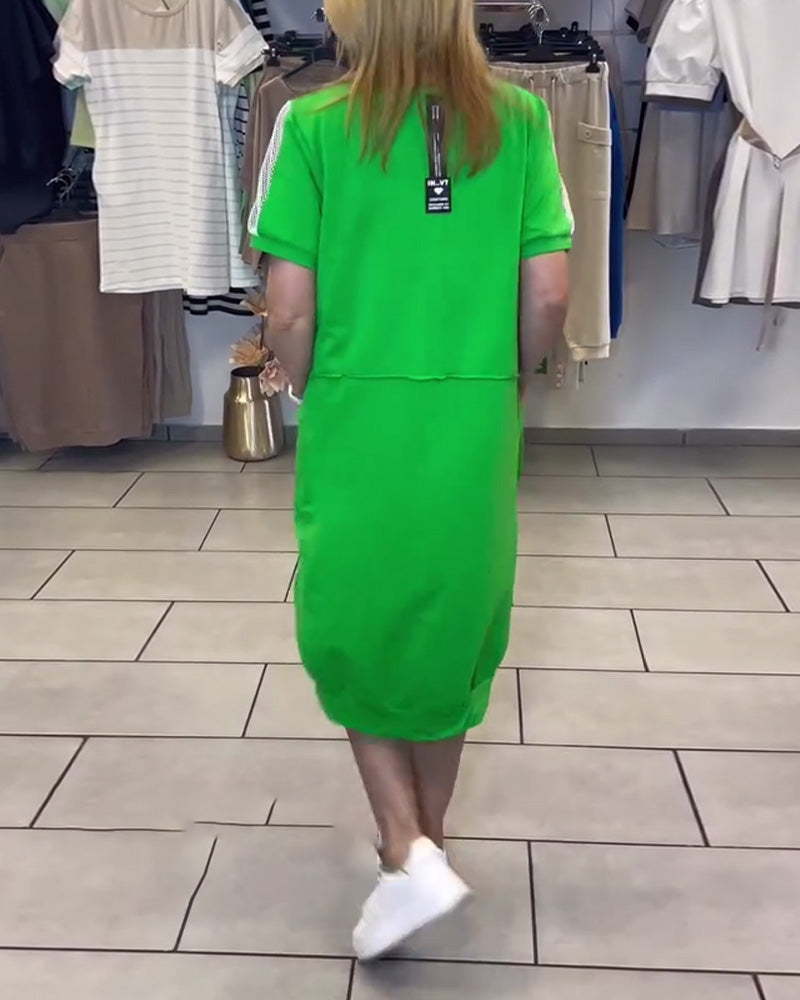 Kjole Korte Ærmer Printet Lige