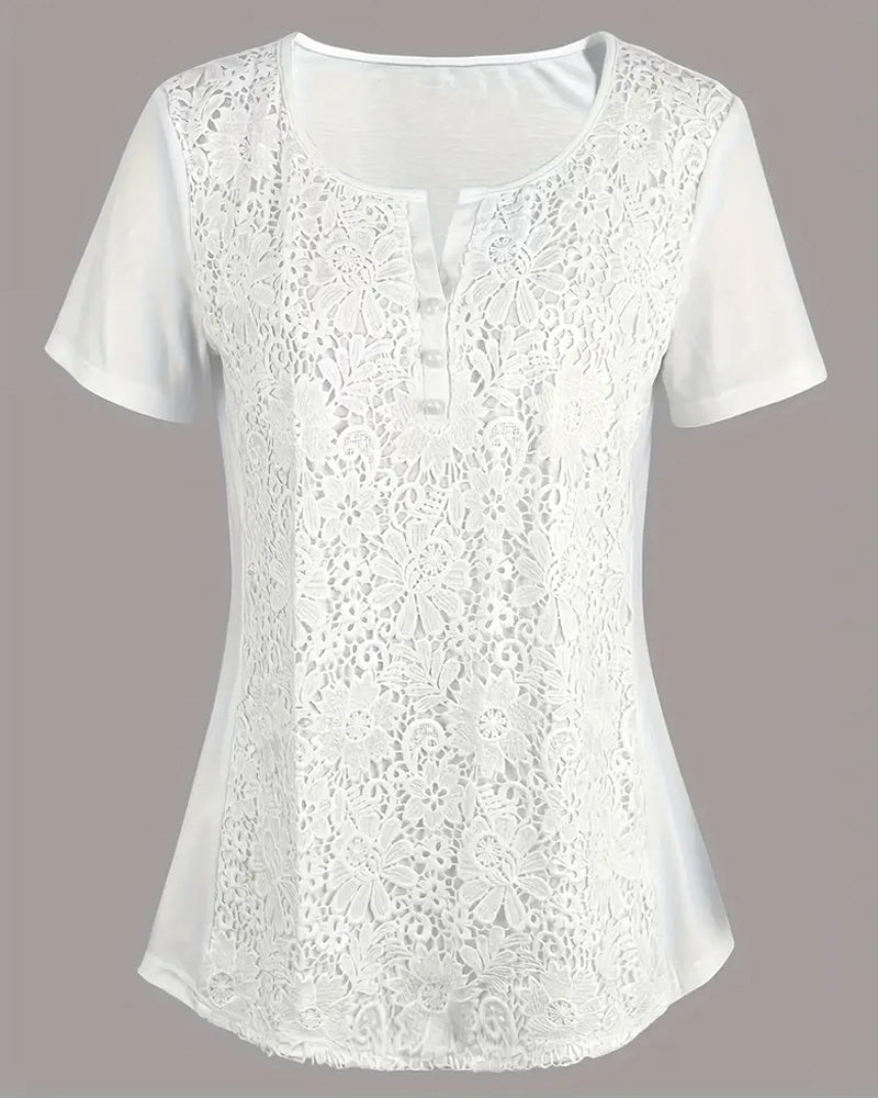 Bluse Rund Hals Blondepanel