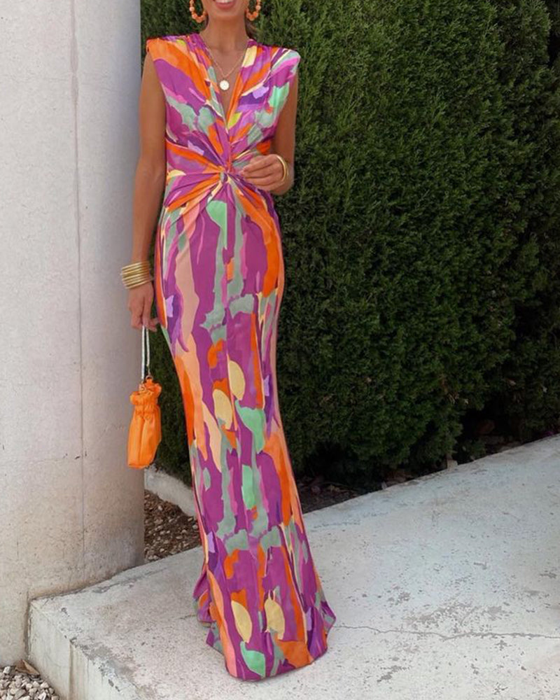 Sexet rygløs kjole med print