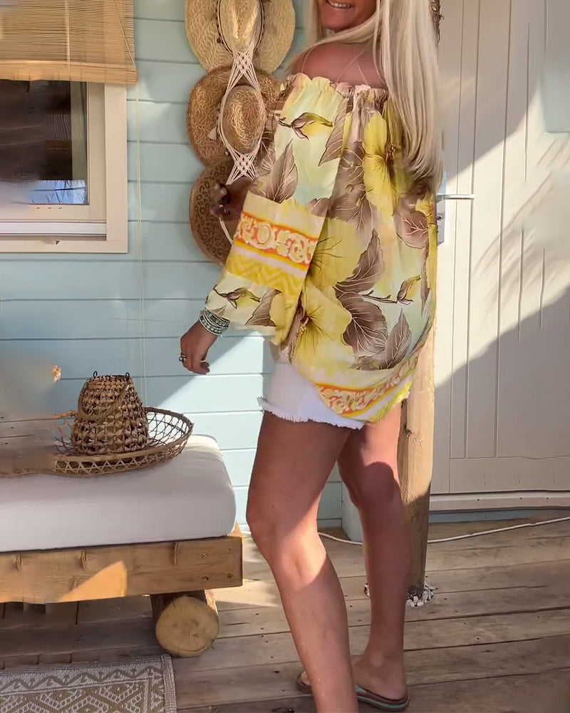 Bluse Off-Shoulder Resortprint