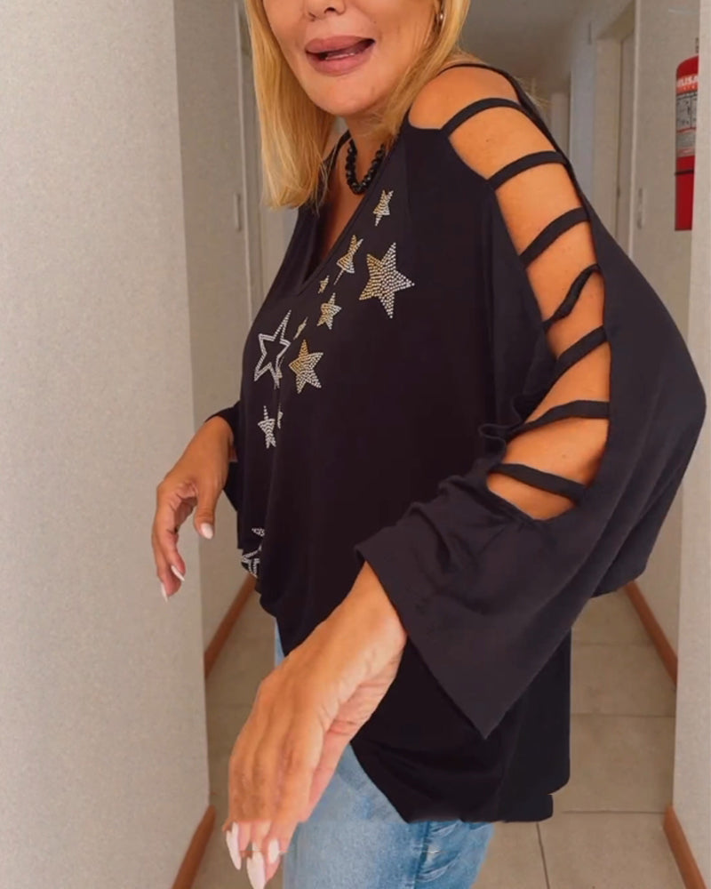 Off-shoulder top med stjerner