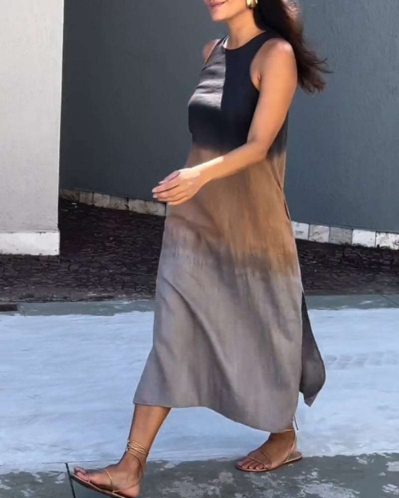 Kjole uden ærmer med gradientfarveskema