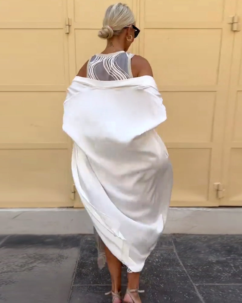 Sæt Frappe Vest Mode Tryk Kjole To Dele