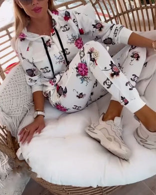 Todelt sæt afslappet blomsterprint