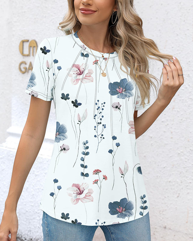 T-Shirt Rund Hals Allmatch Trykt