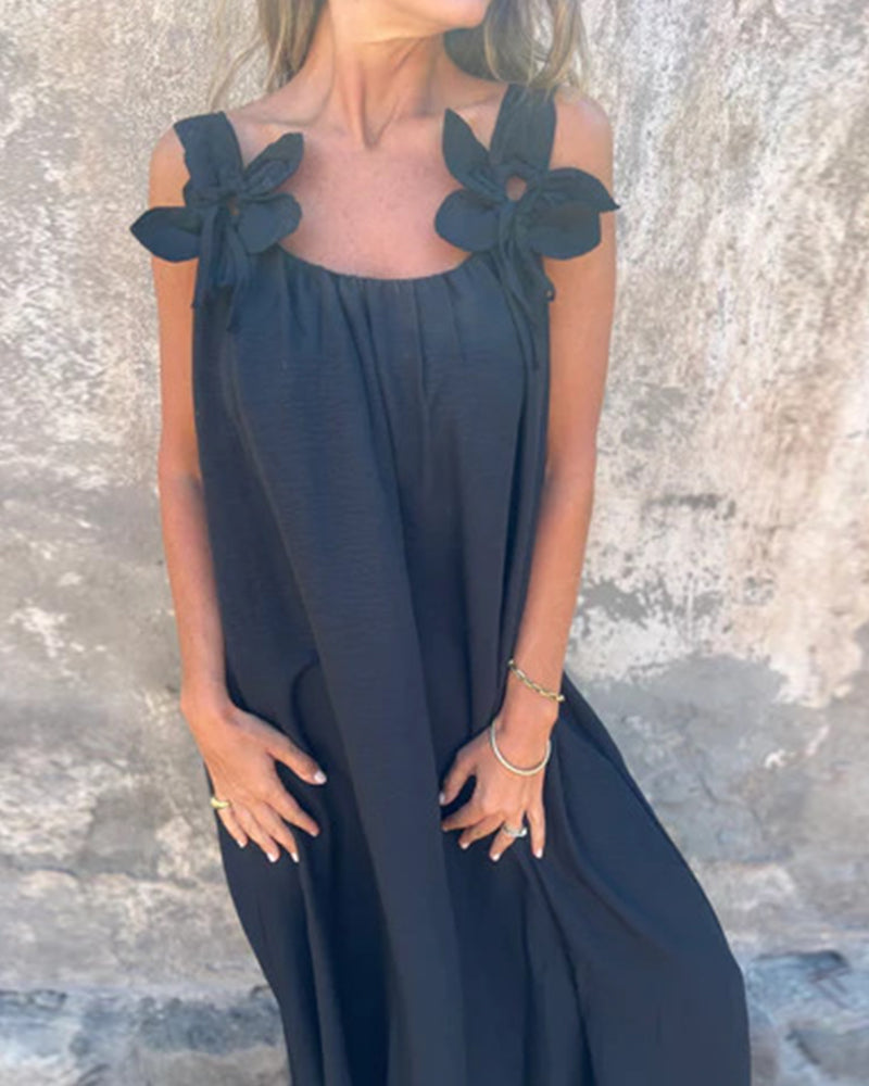 Kjole Ærmeløs Ensfarvet Fashion Lang