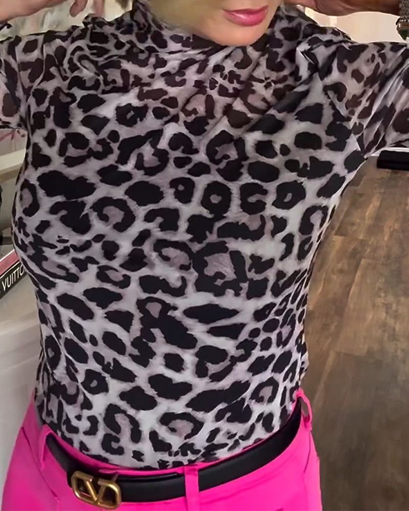 Top Leopardtryk Trøje