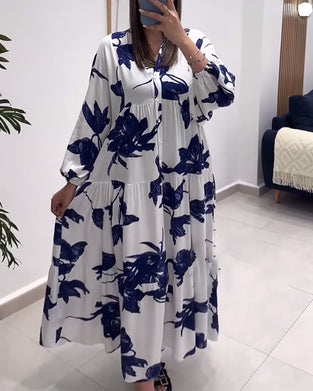 Kjole Med Lanternærmer Og Ferieprint