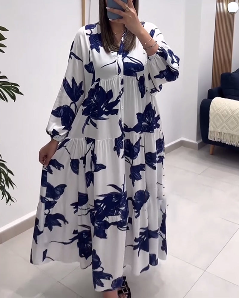 Kjole Med Lanternærmer Og Ferieprint