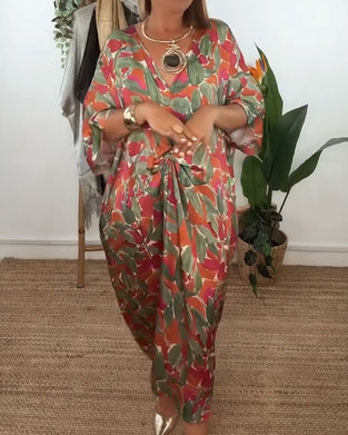 Kjole Med V-Udskæring Og Snoet Mønster