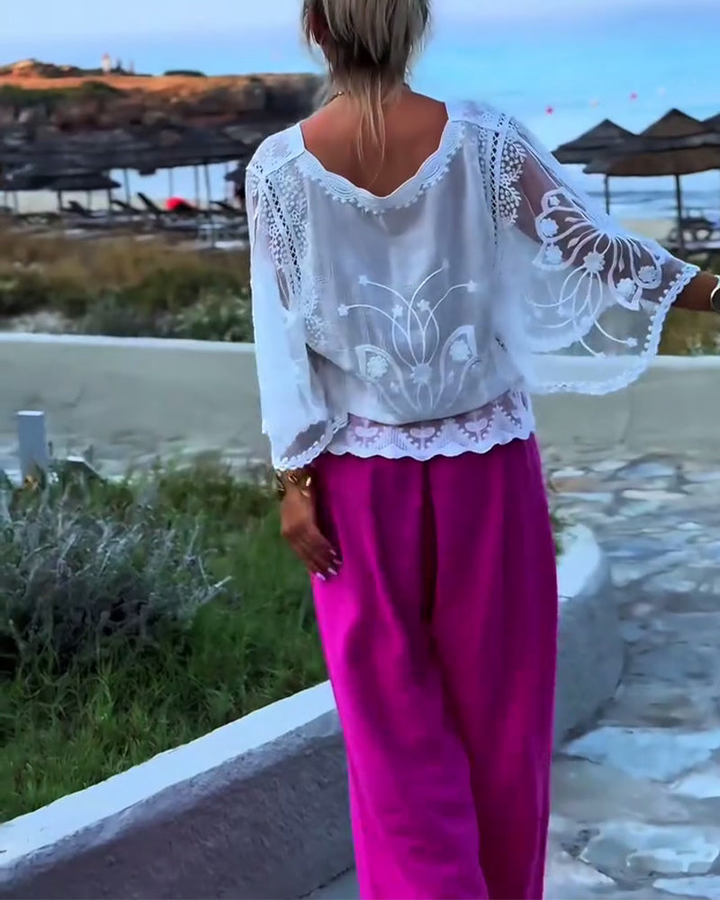 Bluse Ensfarvet Moderigtig