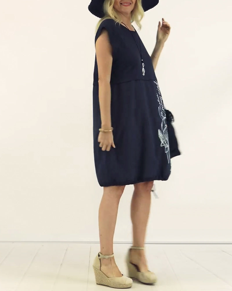 Kjole Rund Hals Ærmeløs Trykt